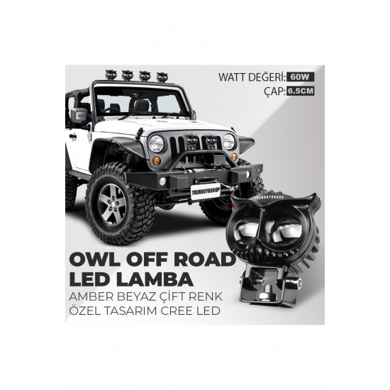 60w Özel Tasarım Owl Off Road Amber-beyaz Çift Renk Off Road Led Sis Lambası
