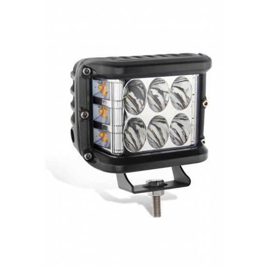 Beyaz Led Sarı Çakarlı Kare Off Road Sis Farı Çalışma Lambası 12 Ledli 1Adet