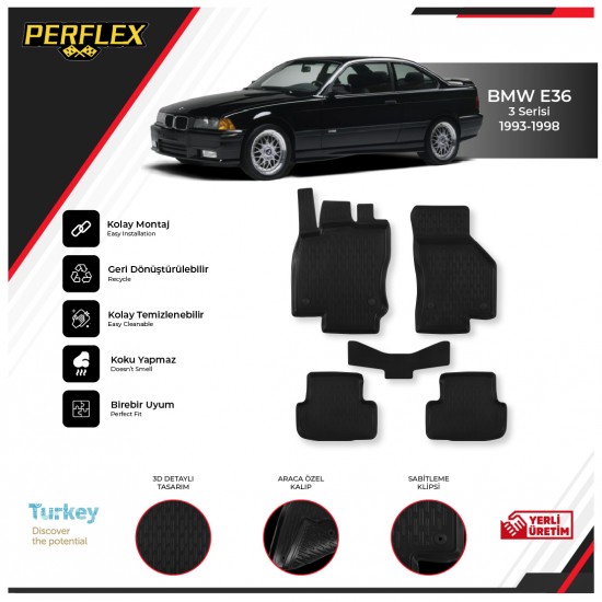 Bmw E36 3 Serisi 1993-1998 3D Havuzlu Paspas