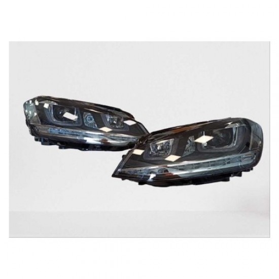 ÇMK Volkswagen Golf 7 Mk7 2012-2018 U LED Far Silver Hareketsiz