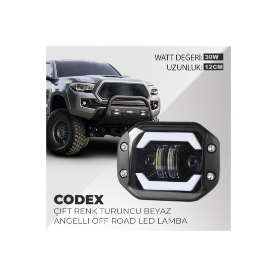 Codex Angellı 9w Çift Renk Turuncu Beyaz Gömme Montaj Off Road led lamba