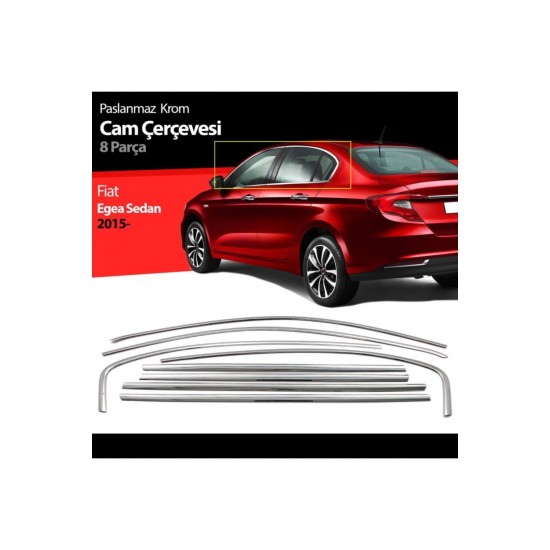 Fiat Egea Cam Çıta Çerçevesi Komple Set Kromu Nikelajı 8 Parça