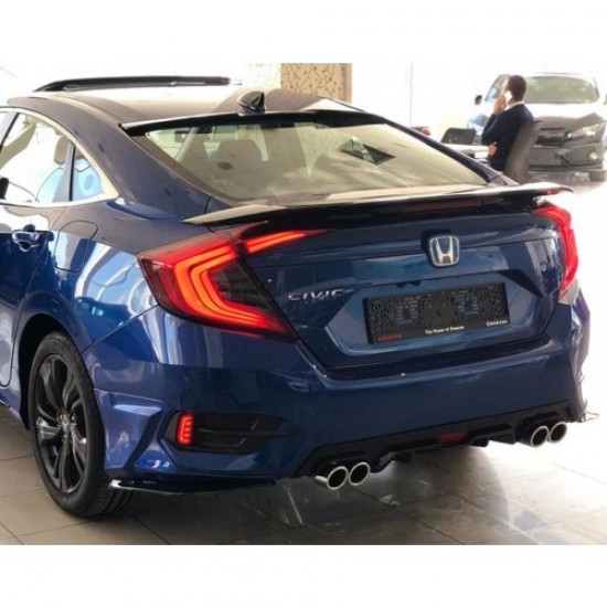 Honda Civic Fc5(2016+) Difüzör 4 Egsoz Görünümlü Piano Black