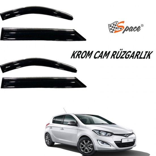 Krom cam rüzgarlığı 1,2mm Hyundai i20 2014 4lü / CARU437