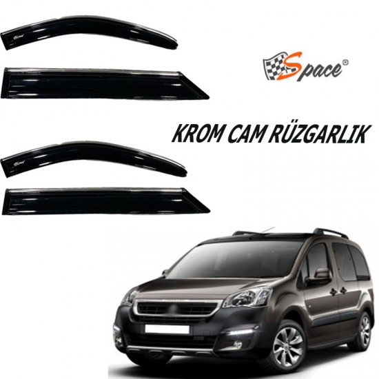 Krom cam rüzgarlığı 1.2mm Peugeot Partner Tepe  2010-2015 2li / CARU462