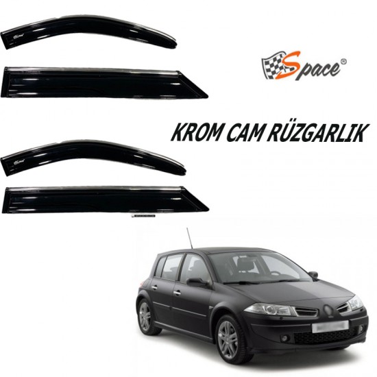 Krom cam rüzgarlığı 1.2mm Renault Megane2- 2006 4lü / CARU448