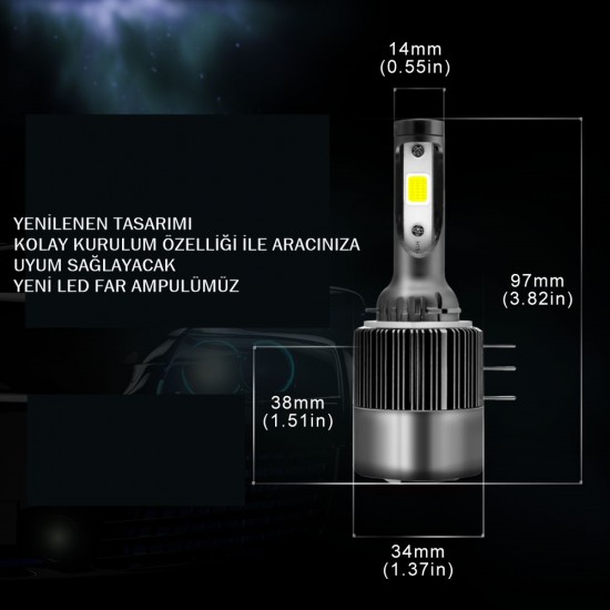 Led far ampulü H15 3570 chip 72W 11.000LM Canbus 12-24V / LAAM560-3