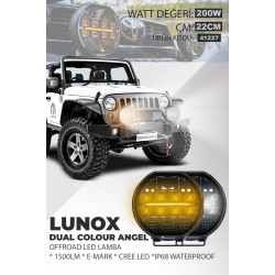 Lunox Dual Colour Cree Angel Led 200W Turuncu Beyaz DRL Mercek Far