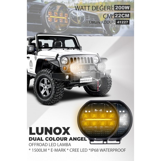 Lunox Dual Colour Cree Angel Led 200W Turuncu Beyaz DRL Mercek Far