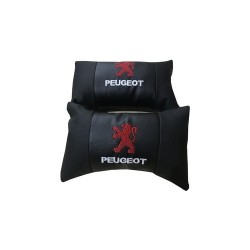 Macha Peugeot Deri Nakışlı Oto Başlık Boyun Yastığı İki Adet