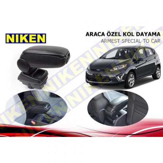 Niken Araca Özel Ford Fiesta Vidasız Kol Dayama Kolçak Siyah 2009 Üzeri