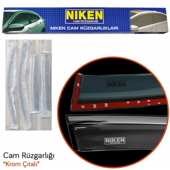 Niken Chery Tiggo 8 Pro 2018+ Kromlu Cam Rüzgarlığı 4 Lü