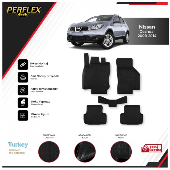 Nıssan Qashqaı 2008-2014 3D Havuzlu Paspas