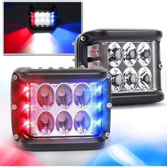 Offroad sis lambası beyaz-kırmızı-mavi 12 Led 36W çift / LASS319-1