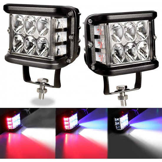 Offroad sis lambası beyaz-kırmızı-mavi 12 Led 36W çift / LASS319-1