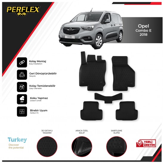 Opel Combo E 2018+ 3D Havuzlu Paspas