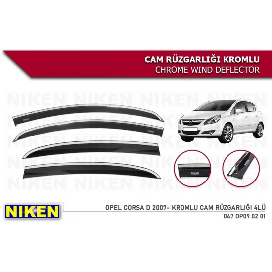 Opel Corsa D Cam Rüzgarlığı Kromlu 2007 / 2015 Niken