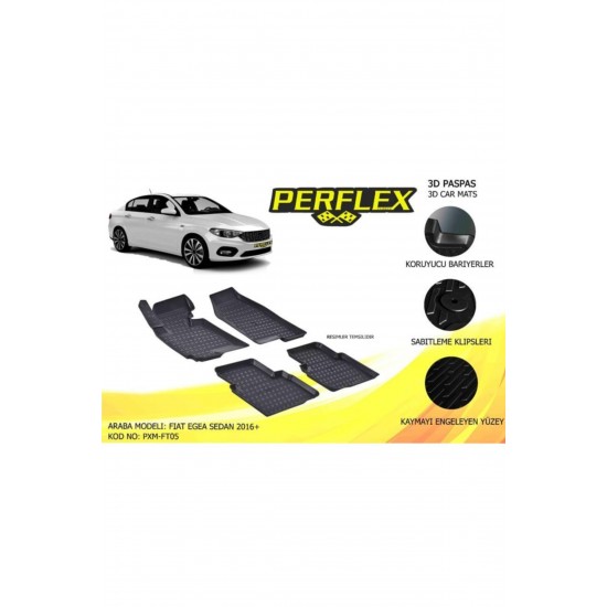 Perflex 3d X-mat Havuzlu Paspas Çeşitleri Bej Fıat Egea Sedan 2016+ 3d X-mat 5 Pcs