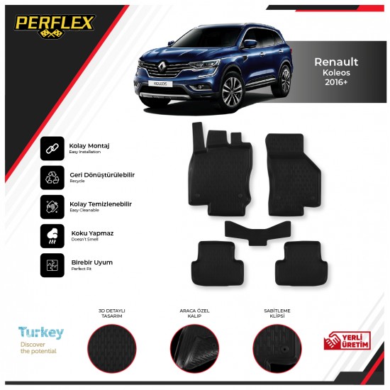 Renault Koleos 2016+ 3D Havuzlu Paspas