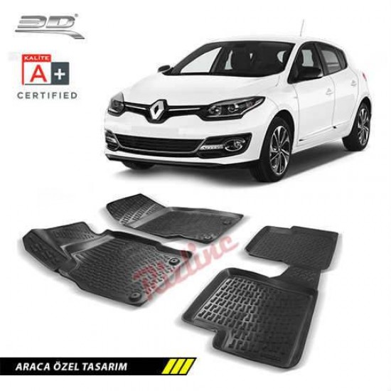 Renault Megane 3 Paspas 2008-2016 Oto Paspas 3D Araca Özel