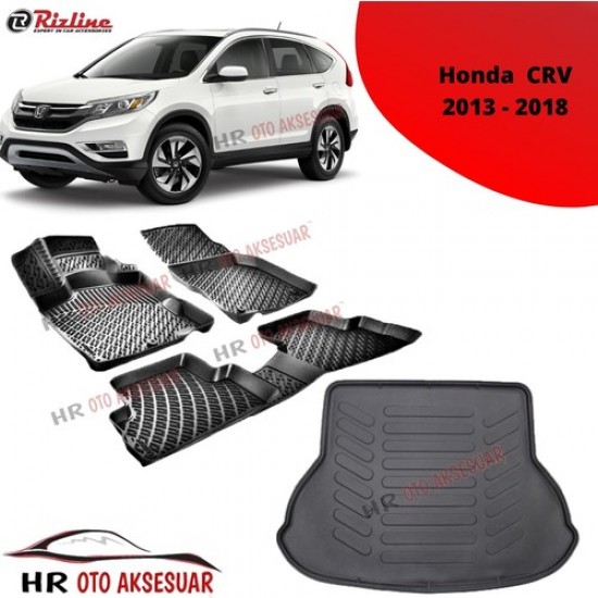 Rizline Hroto Rizline Honda Crv 2013-2018 3D Havuzlu Paspas + Bagaj Havuzu