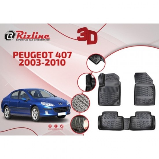 Rizline Peugeot 407 3D Havuzlu Paspas Rizline