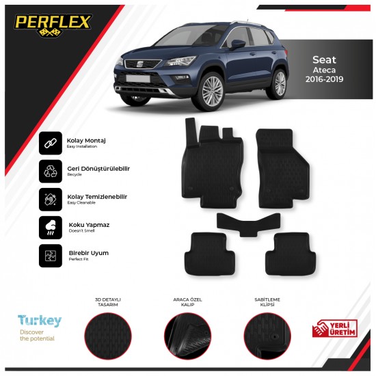 Seat Ateca 2016-2019 3D Havuzlu Paspas