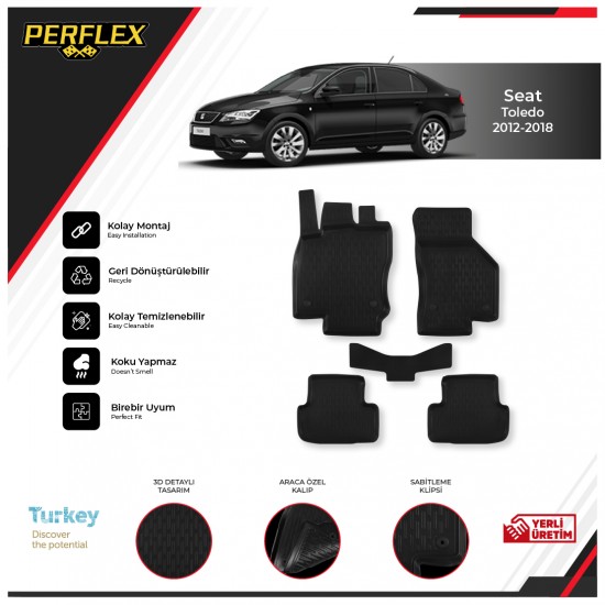 Seat Toledo 2012-2018 3D Havuzlu Paspas