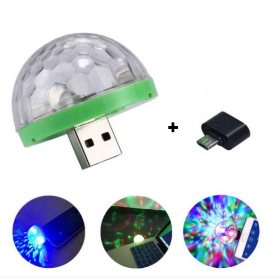 Sese Duyarlı Mini Sihirli Disko Topu 4W LED Usb Andoid Mikrofon Uyumlu