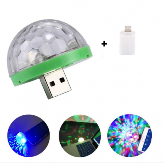 Sese Duyarlı Mini Sihirli Disko Topu 4W LED Usb İphone Mikrofon Uyumlu