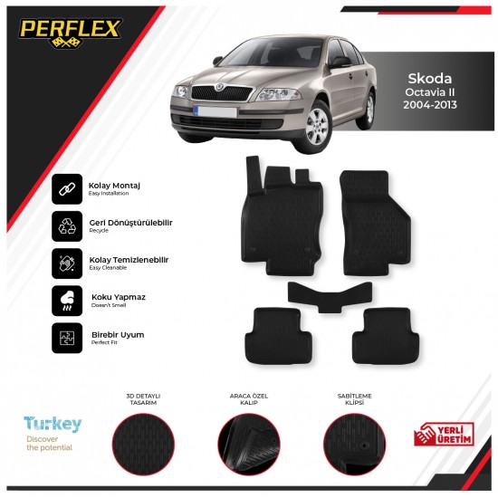 Skoda Octavıa Iı 2004-2013 3D Havuzlu Paspas