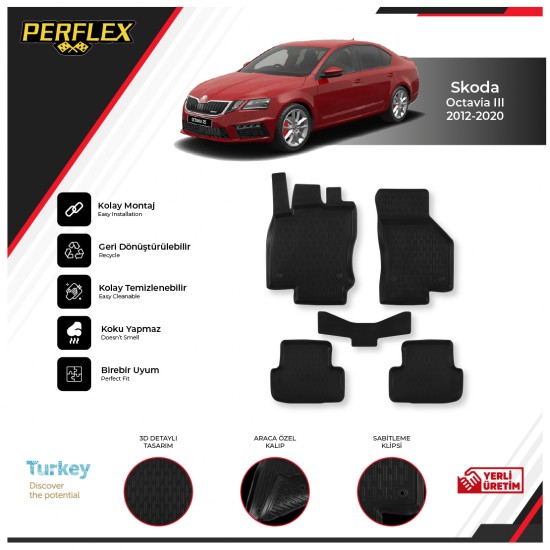 Skoda Octavıa Iıı 2012-2020 3D Havuzlu Paspas