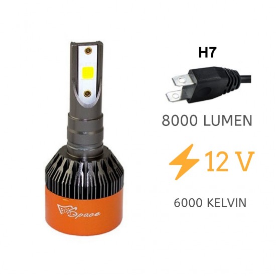 Space Led Far Ampulü Beyaz 48W 12V 8000LM H7 / LAAM90