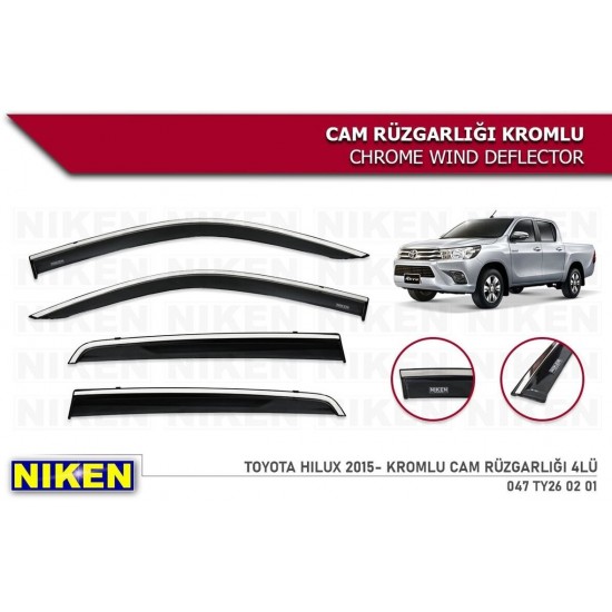 Toyota Hilux Cam Rüzgarlığı Kromlu 2015+ Niken