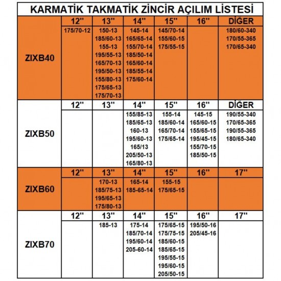 Space Takmatik Pratik Kullanışlı Kar Zinciri Tüm Lastik Ölçüleri İçin Grup:12